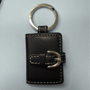 🖤⛓️Coach Black Leather Mini Photo Album Keychain with Silver Hardware⛓️🖤